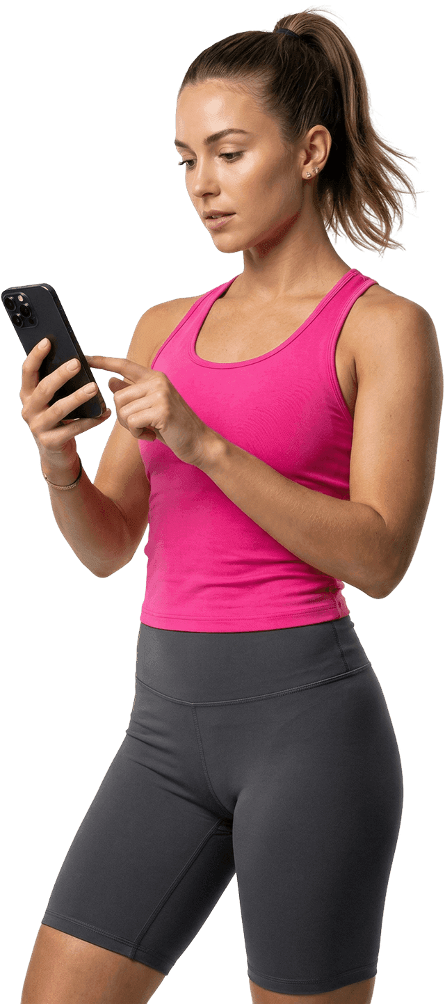 Person sharing a workout video from her phone